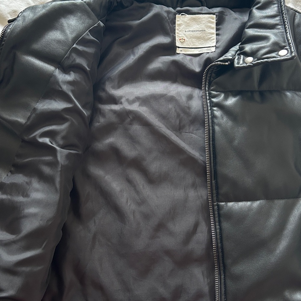 Anthropologie Faux Leather Crop Puffer Vest - Picture 11 of 12